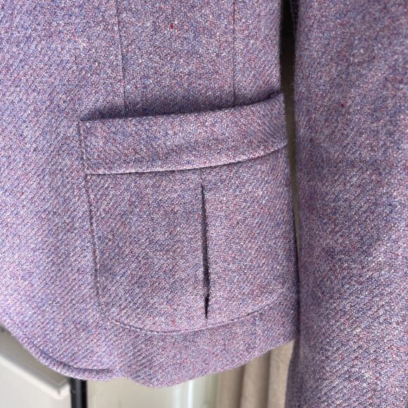 Chaps Wool-Blend Women Blazer Mottled Purple  Blue Tweed Front Pockets NEW 4 - Picture 5 of 12